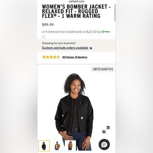 Carhartt WOMEN'S BOMBER JACKET - RELAXED FIT - RUGGED FLEX® - 1 WARM RATING